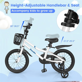 12-20 Inch Kids Bike with Removable Training Wheels, Basket & Bell for 3-8 Years Old Boys Girls, Adjustable Children Bicycle