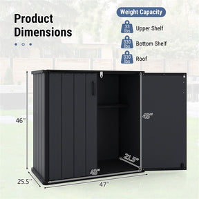 175 Gallon Outdoor Storage Shed, All-Weather Resin Patio Storage Box with Floor, Lockable Door & Removable Shelf, Waterproof Garden Tool Shed