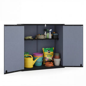 175 Gallon Outdoor Storage Shed, All-Weather Resin Patio Storage Box with Floor, Lockable Door & Removable Shelf, Waterproof Garden Tool Shed
