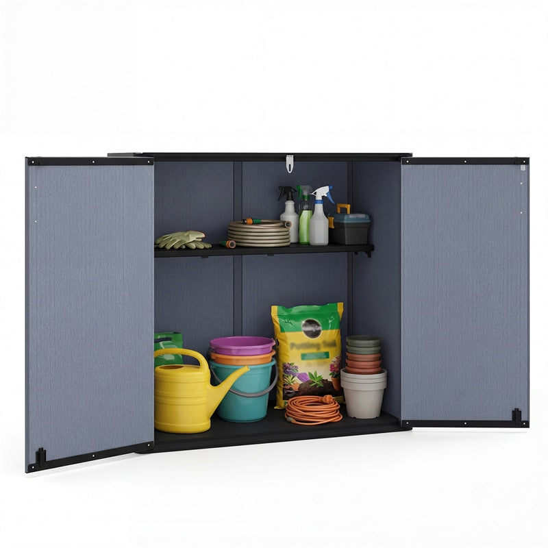 175 Gallon Outdoor Storage Shed, All-Weather Resin Patio Storage Box with Floor, Lockable Door & Removable Shelf, Waterproof Garden Tool Shed