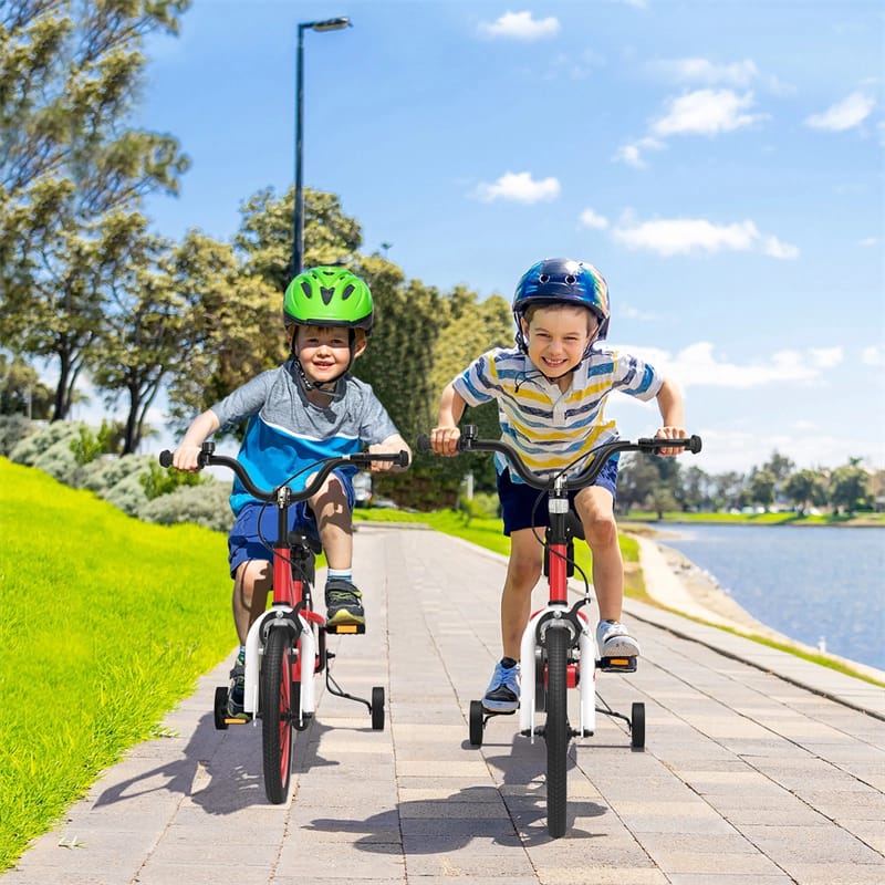 12-20 Inch Kids Bike with Removable Training Wheels, Basket & Bell for 3-8 Years Old Boys Girls, Adjustable Children Bicycle