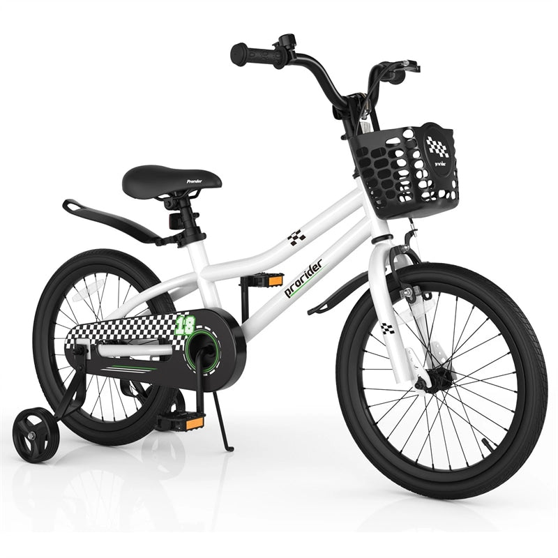 12-20 Inch Kids Bike with Removable Training Wheels, Basket & Bell for 3-8 Years Old Boys Girls, Adjustable Children Bicycle