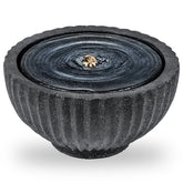 18" Round Outdoor Sphere Water Fountain with 6 LED Lights & Adjustable Pump, Stone Gray Resin Bubbling Fountain for Garden Patio Porch Decor