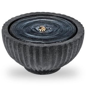 18" Round Outdoor Sphere Water Fountain with 6 LED Lights & Adjustable Pump, Stone Gray Resin Bubbling Fountain for Garden Patio Porch Decor