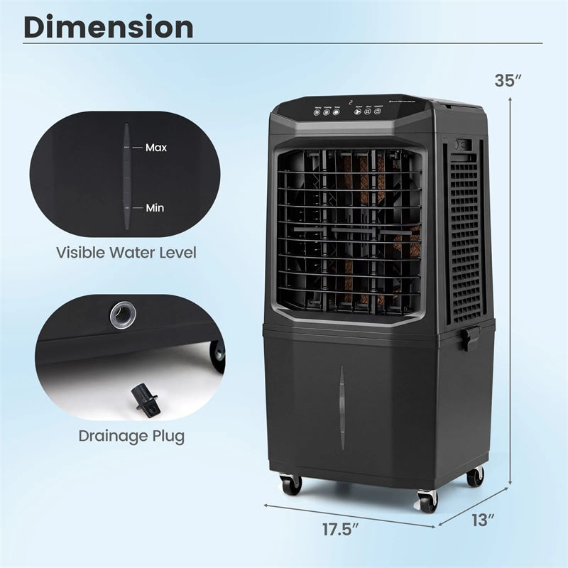 1800 CFM Swamp Cooler, 3-in-1 Evaporative Air Cooler with 7 Gal Detachable Water Tank, Remote & 12H Timer, Portable Cooling Fan for Home Patio Garage