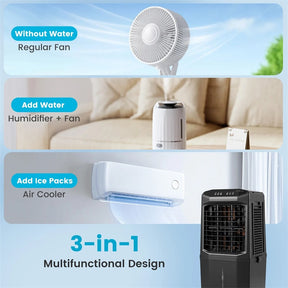 1800 CFM Swamp Cooler, 3-in-1 Evaporative Air Cooler with 7 Gal Detachable Water Tank, Remote & 12H Timer, Portable Cooling Fan for Home Patio Garage