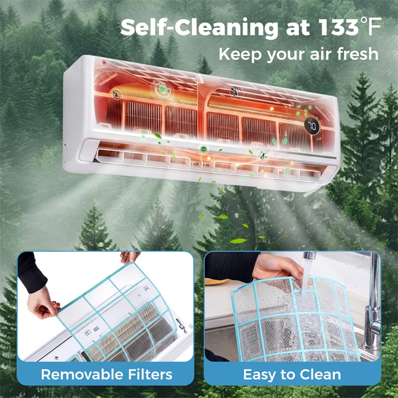 18000 BTU 18.1 SEER2 208/230V Mini Split AC & Heater, WiFi Alexa Enabled Energy Efficient Inverter Ductless Heat Pump System, Cools Up to 1000 Sq. Ft