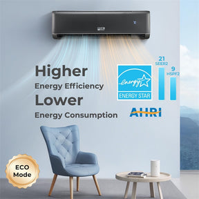 18000 BTU 21 SEER2 Mini Split Air Conditioner & Heater, Energy Star 208-230V Inverter Ductless AC Unit with Heat Pump for Rooms up to 1250 Sq.Ft