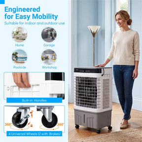 1800 CFM Swamp Cooler, 3-in-1 Evaporative Air Cooler w/ 4 Gal Water Tank, Remote, 3 Speeds & 12H Timer, Portable Cooling Fan for Indoor Outdoor