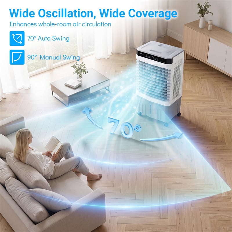 1800 CFM Swamp Cooler, 3-in-1 Evaporative Air Cooler w/ 4 Gal Water Tank, Remote, 3 Speeds & 12H Timer, Portable Cooling Fan for Indoor Outdoor