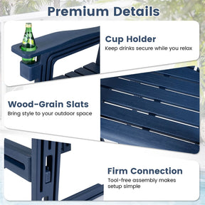HDPE Tall Adirondack Chair, All-Weather Patio Bar Stool with Cup Holder Armrests, 29" Bar Height Lifeguard Chair for Balcony Pool