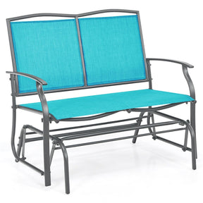 2-Person Outdoor Glider Bench, Steel Frame Patio Double Swing Rocking Loveseat with Fabric Seat & 400LB Capacity for Porch, Backyard, Lawn