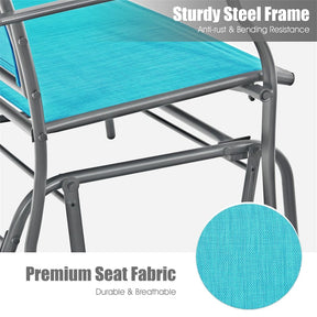 2-Person Outdoor Glider Bench, Steel Frame Patio Double Swing Rocking Loveseat with Fabric Seat & 400LB Capacity for Porch, Backyard, Lawn