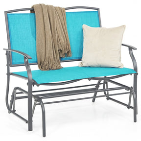 2-Person Outdoor Glider Bench, Steel Frame Patio Double Swing Rocking Loveseat with Fabric Seat & 400LB Capacity for Porch, Backyard, Lawn