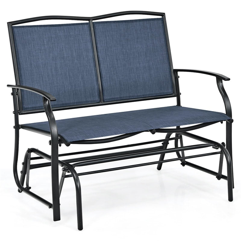 2-Person Outdoor Glider Bench, Steel Frame Patio Double Swing Rocking Loveseat with Fabric Seat & 400LB Capacity for Porch, Backyard, Lawn