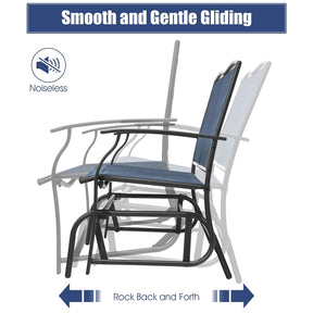 2-Person Outdoor Glider Bench, Steel Frame Patio Double Swing Rocking Loveseat with Fabric Seat & 400LB Capacity for Porch, Backyard, Lawn