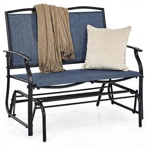 2-Person Outdoor Glider Bench, Steel Frame Patio Double Swing Rocking Loveseat with Fabric Seat & 400LB Capacity for Porch, Backyard, Lawn
