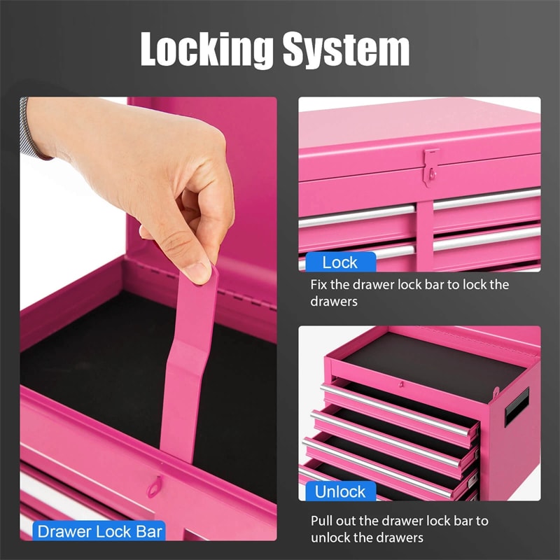 2-in-1 Rolling Tool Chest, 5-Drawer Tool Storage Cabinet with Wheels, Adjustable Shelf, Tool Box Organizer for Garage Warehouse Workshop