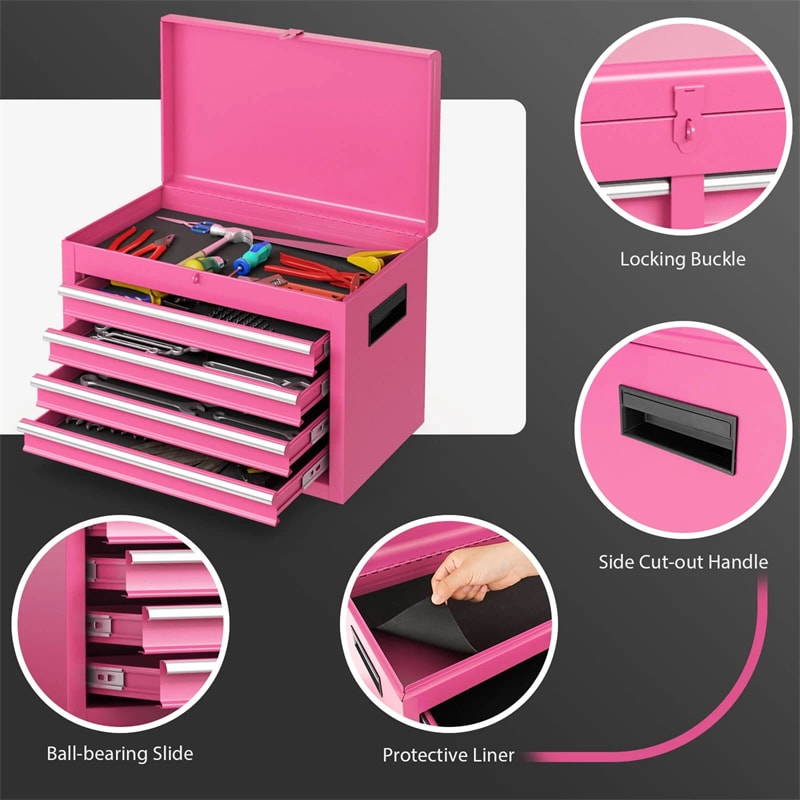 2-in-1 Rolling Tool Chest, 5-Drawer Tool Storage Cabinet with Wheels, Adjustable Shelf, Tool Box Organizer for Garage Warehouse Workshop