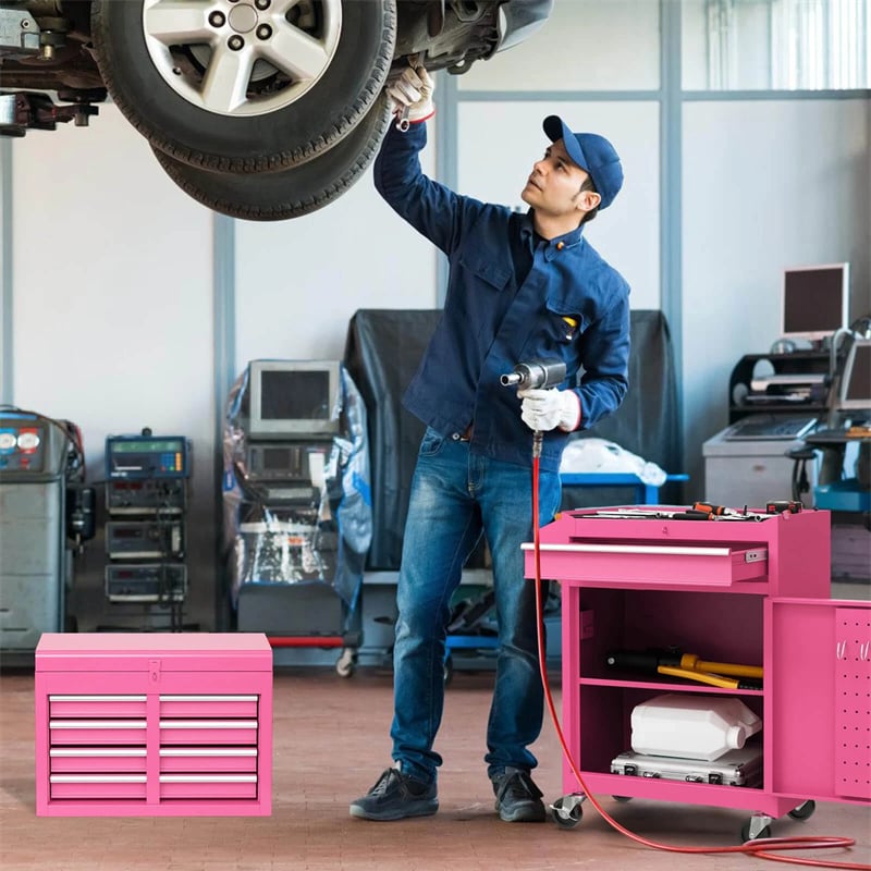 2-in-1 Rolling Tool Chest, 5-Drawer Tool Storage Cabinet with Wheels, Adjustable Shelf, Tool Box Organizer for Garage Warehouse Workshop