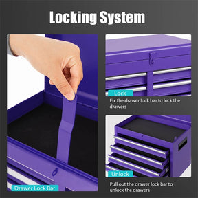 2-in-1 Rolling Tool Chest, 5-Drawer Tool Storage Cabinet with Wheels, Adjustable Shelf, Tool Box Organizer for Garage Warehouse Workshop