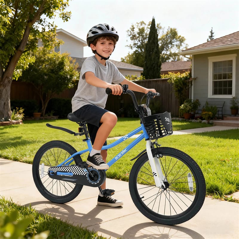 12-20 Inch Kids Bike with Removable Training Wheels, Basket & Bell for 3-8 Years Old Boys Girls, Adjustable Children Bicycle