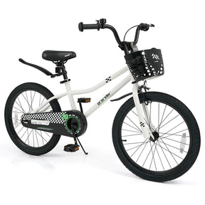 12-20 Inch Kids Bike with Removable Training Wheels, Basket & Bell for 3-8 Years Old Boys Girls, Adjustable Children Bicycle