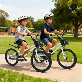 12-20 Inch Kids Bike with Removable Training Wheels, Basket & Bell for 3-8 Years Old Boys Girls, Adjustable Children Bicycle