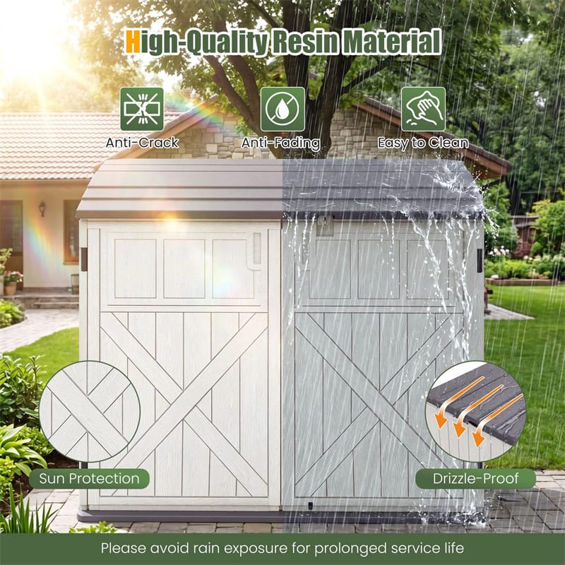 20 Cu.Ft Large Outdoor Storage Cabinet, Horizontal Resin Shed with Adjustable Shelf & Lockable Doors, Weatherproof Patio Storage Box