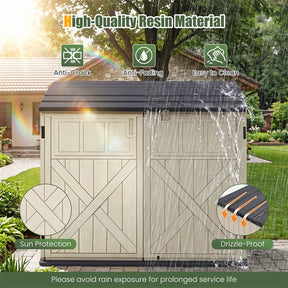 20 Cu.Ft Large Outdoor Storage Cabinet, Horizontal Resin Shed with Adjustable Shelf & Lockable Doors, Weatherproof Patio Storage Box