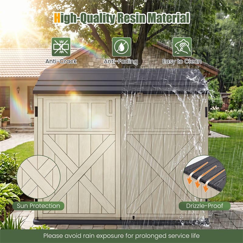 20 Cu.Ft Large Outdoor Storage Cabinet, Horizontal Resin Shed with Adjustable Shelf & Lockable Doors, Weatherproof Patio Storage Box