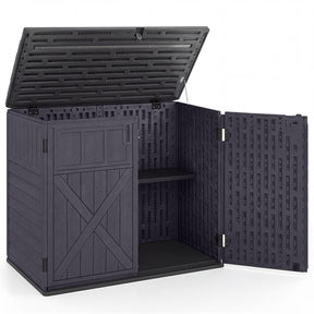 20 Cu.Ft Large Outdoor Storage Cabinet, Horizontal Resin Shed with Adjustable Shelf & Lockable Doors, Weatherproof Patio Storage Box