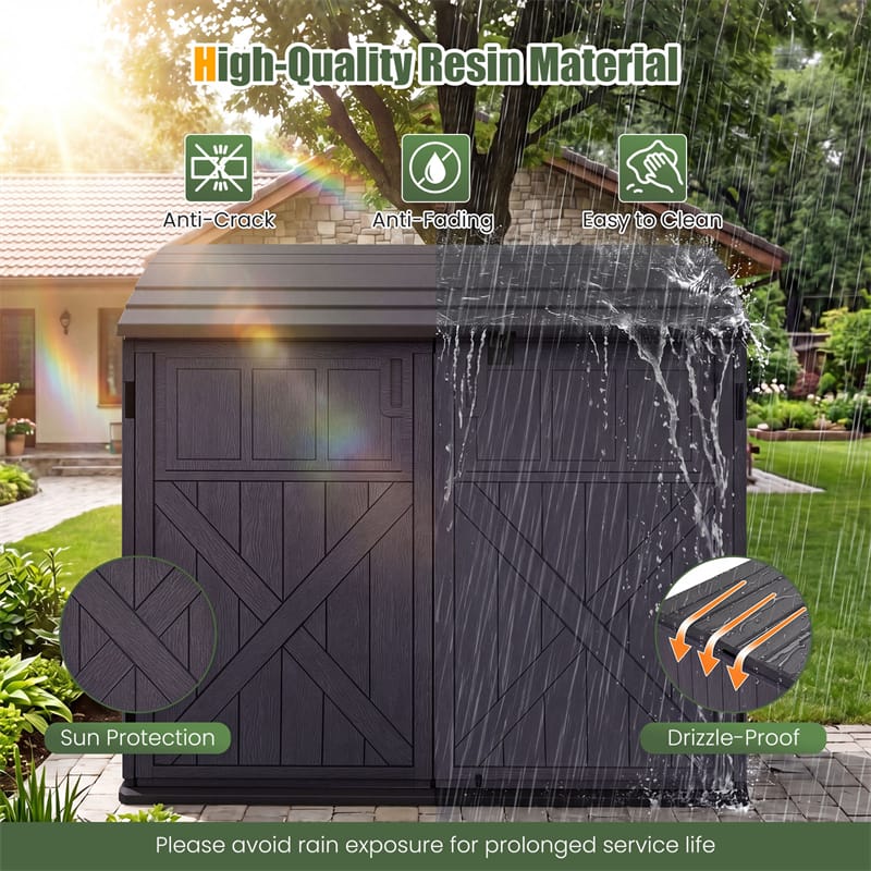 20 Cu.Ft Large Outdoor Storage Cabinet, Horizontal Resin Shed with Adjustable Shelf & Lockable Doors, Weatherproof Patio Storage Box