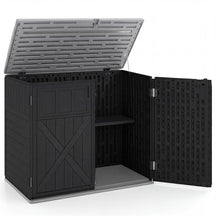 20 Cu.Ft Large Outdoor Storage Cabinet, Horizontal Resin Shed with Adjustable Shelf & Lockable Doors, Weatherproof Patio Storage Box