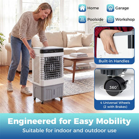 2100 CFM Swamp Cooler, 3-in-1 Evaporative Air Cooler with Remote, 12H Timer & 4 Ice Packs, Portable Cooling Fan for Indoor Outdoor