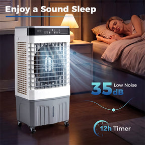 2100 CFM Swamp Cooler, 3-in-1 Evaporative Air Cooler with Remote, 12H Timer & 4 Ice Packs, Portable Cooling Fan for Indoor Outdoor