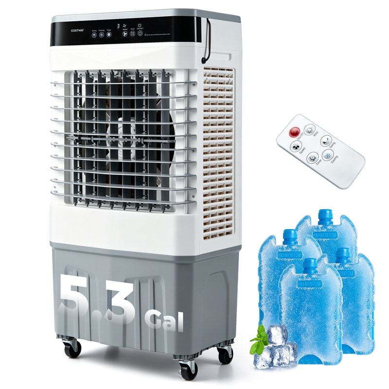 2100 CFM Swamp Cooler, 3-in-1 Evaporative Air Cooler with Remote, 12H Timer & 4 Ice Packs, Portable Cooling Fan for Indoor Outdoor