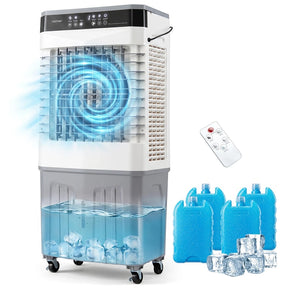2100 CFM Swamp Cooler, 3-in-1 Evaporative Air Cooler with 7.2 Gal Water Tank, Remote, 12H Timer & 4 Ice Packs, Portable Cooling Fan for Indoor Outdoor