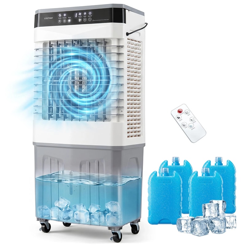 2100 CFM Swamp Cooler, 3-in-1 Evaporative Air Cooler with 7.2 Gal Water Tank, Remote, 12H Timer & 4 Ice Packs, Portable Cooling Fan for Indoor Outdoor