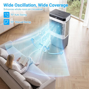 2100 CFM Swamp Cooler, 3-in-1 Evaporative Air Cooler with 7.2 Gal Water Tank, Remote, 12H Timer & 4 Ice Packs, Portable Cooling Fan for Indoor Outdoor