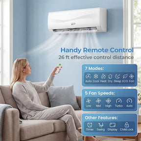 23000 BTU 19 SEER2 208-230V Mini Split Air Conditioner & Heater, Inverter Ductless AC Heat Pump System, Full Installation Kit, Cools up to 1500 Sq Ft
