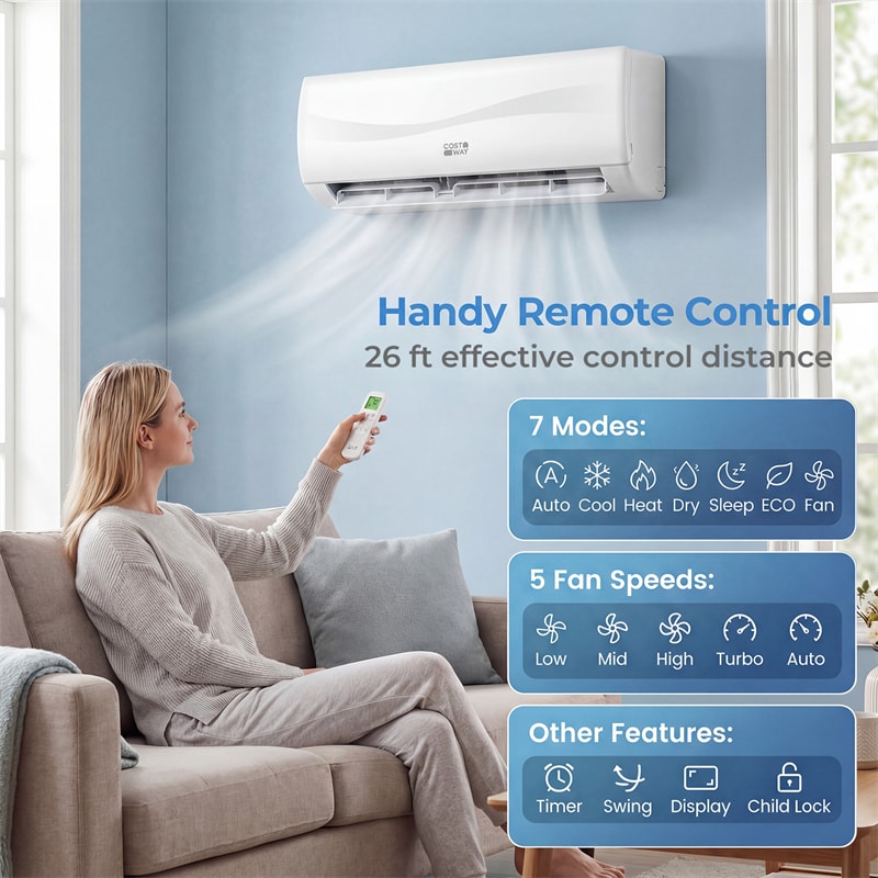 23000 BTU 19 SEER2 208-230V Mini Split Air Conditioner & Heater, Inverter Ductless AC Heat Pump System, Full Installation Kit, Cools up to 1500 Sq Ft