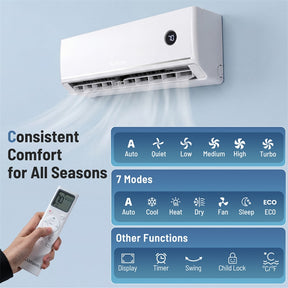 24000 BTU 18.1 SEER2 208/230V Mini Split AC & Heater, WiFi Alexa Enabled Energy Efficient Inverter Ductless Heat Pump System, Cools Up to 1200 Sq. Ft