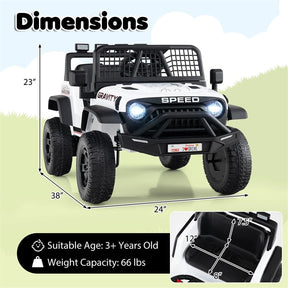 24V Kids Ride on Truck, Electric Vehicle with Parent Remote Control, LED Lights & Music, Battery Powered Ride on Toy Car for Boys Girls Ages 3+