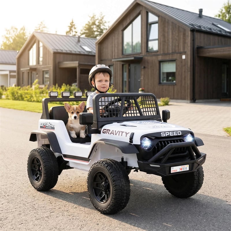 24V Kids Ride on Truck, Electric Vehicle with Parent Remote Control, LED Lights & Music, Battery Powered Ride on Toy Car for Boys Girls Ages 3+