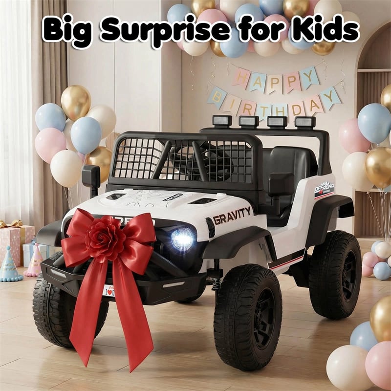 24V Kids Ride on Truck, Electric Vehicle with Parent Remote Control, LED Lights & Music, Battery Powered Ride on Toy Car for Boys Girls Ages 3+