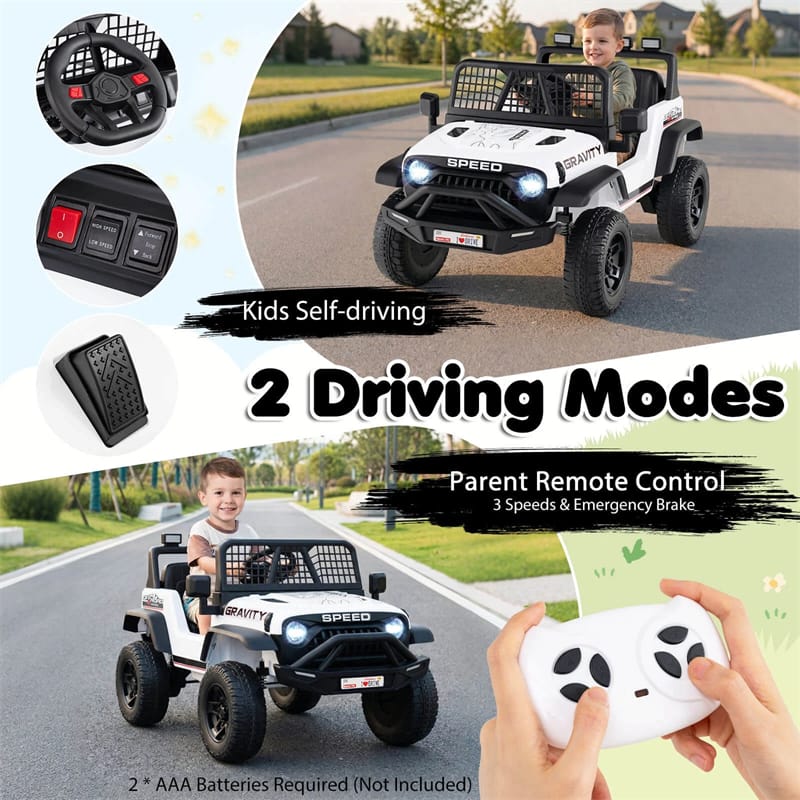 24V Kids Ride on Truck, Electric Vehicle with Parent Remote Control, LED Lights & Music, Battery Powered Ride on Toy Car for Boys Girls Ages 3+