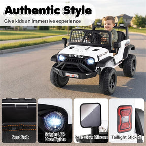 24V Kids Ride on Truck, Electric Vehicle with Parent Remote Control, LED Lights & Music, Battery Powered Ride on Toy Car for Boys Girls Ages 3+