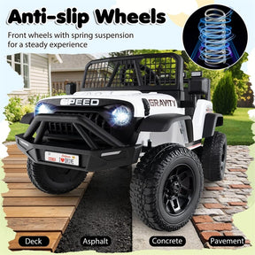 24V Kids Ride on Truck, Electric Vehicle with Parent Remote Control, LED Lights & Music, Battery Powered Ride on Toy Car for Boys Girls Ages 3+