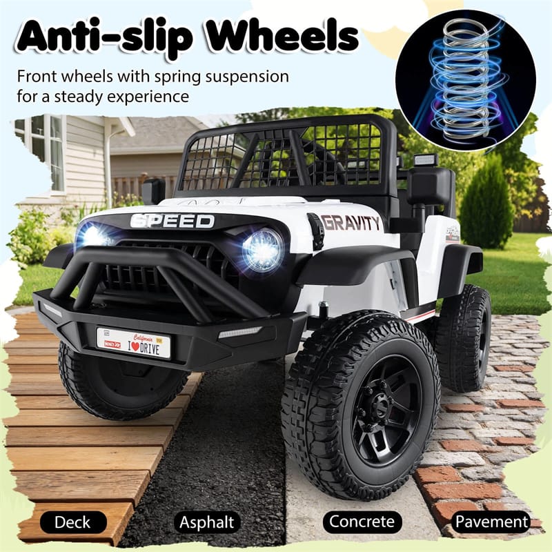 24V Kids Ride on Truck, Electric Vehicle with Parent Remote Control, LED Lights & Music, Battery Powered Ride on Toy Car for Boys Girls Ages 3+